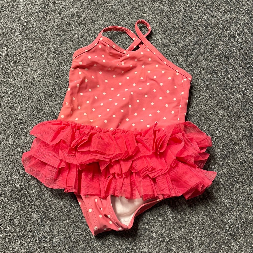Circo pink and white polka dot one piece baby girl swimsuit- 18M